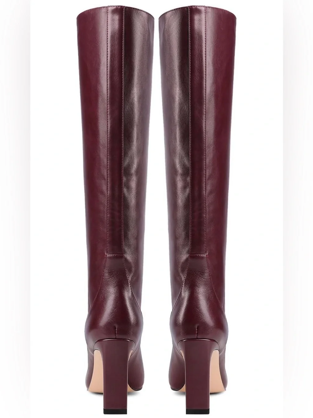 Yiya Women's Tall Square-Toe Knee-High Boots in Cherry Red / Euro 40; US 8.5